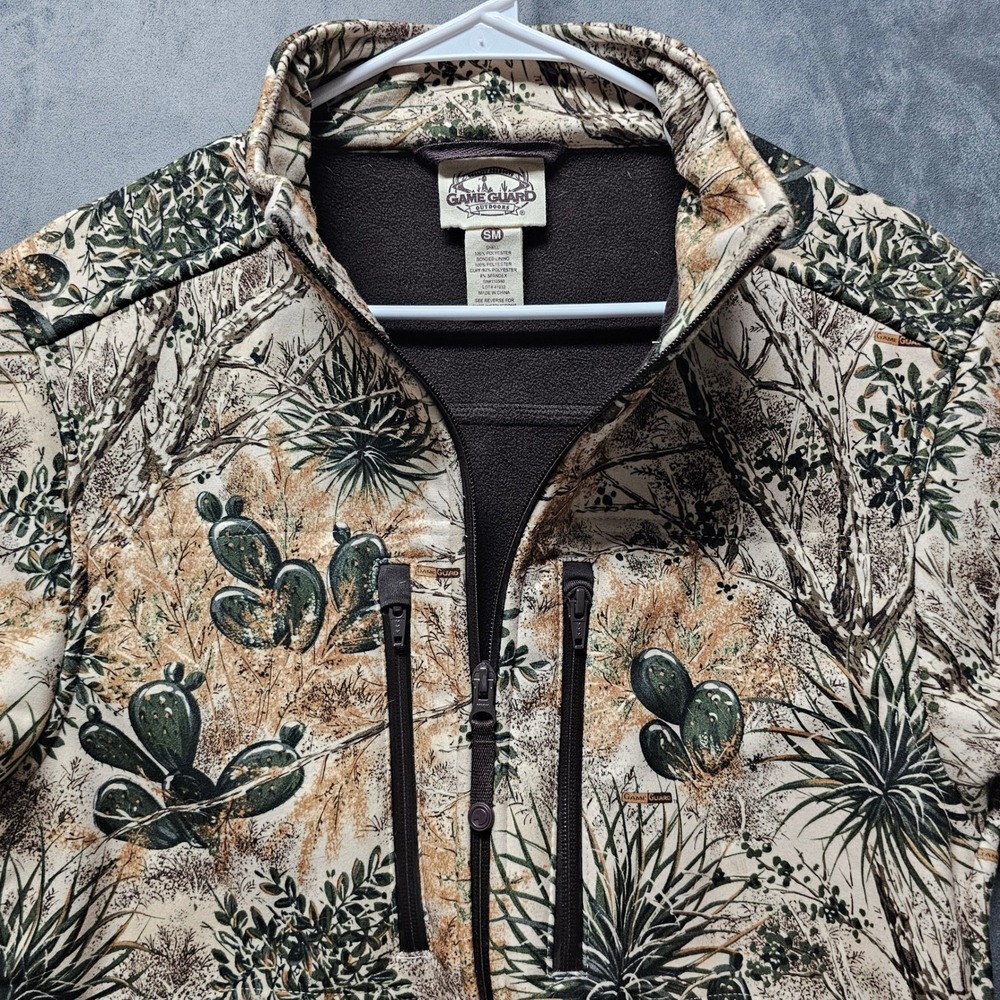 GameGuard Outdoors Desert Camo Cactus Print Full Zip Jacket Small Tan Green